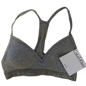 NWT Calvin Klein racer back bra with pads grey size small